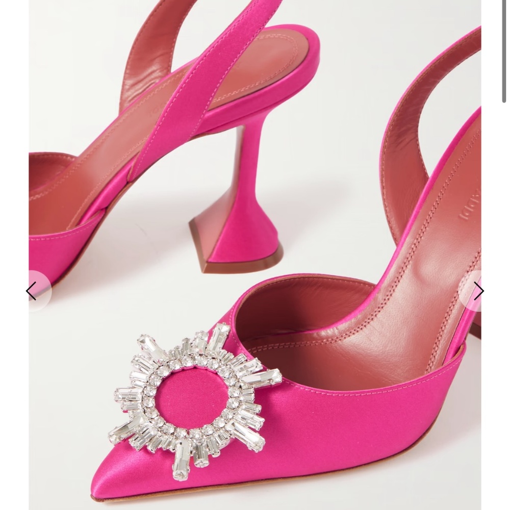 Amina Muaddi Begum Swarovski crystal-embellished satin slingback pumps
